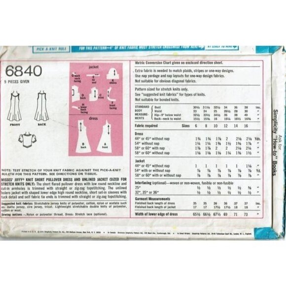 Simplicity Sewing Pattern 6840 Miss Pullover Dress - Picture 2 of 2